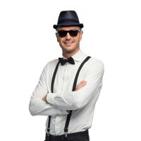 Carnaval verkleedset Gangster - hoed/bretels/bril/strikje - zwart - heren/dames - verkleedkleding