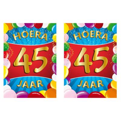 Verjaardag deurposter - 2x - 45 jaar - multi - 59 x 84 cm - leeftijd feestartikelen Verjaardag deurposter - 2x - 45 jaar - multi - 59 x 84 cm - leeftijd feestartikelen