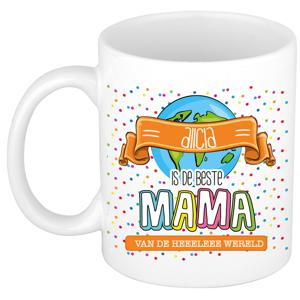 Naam mok mama Alicia - wit - de beste - keramiek - 300 ml - Moederdag/verjaardag