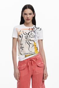 Arty gezichten T-shirt - WHITE - M