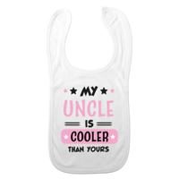 Baby slabbetje - roze - my uncle is cooler than yours - kraam cadeau - slab/morsdoek - oom - thumbnail
