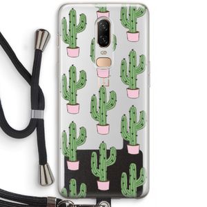 Cactus Lover: OnePlus 6 Transparant Hoesje met koord