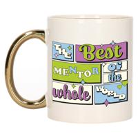 Cadeau koffie/thee mok - de beste mentor - van de wereld - goud - 300 ml - keramiek