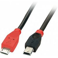 Lindy USB Micro-B - USB Mini-B, 2m USB-kabel USB 2.0 Mini-USB B Micro-USB B Zwart, Rood - thumbnail