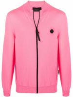 Philipp Plein cardigan zippé à patch logo - Rose - thumbnail