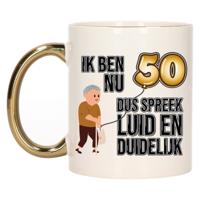 Verjaardag cadeau mok 50 jaar - luid en duidelijk - goud - 300 ml - Keramiek - Abraham