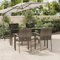 5-delige Tuinset met kussens poly rattan zwart en grijs