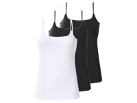 esmara Set van 3 dames spaghettitops (Zwart/wit, L (44/46))
