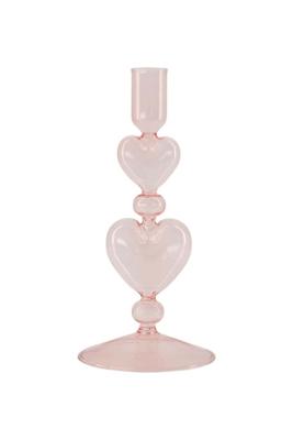 Zusss Kandelaar Glas Hartjes Roze/rood