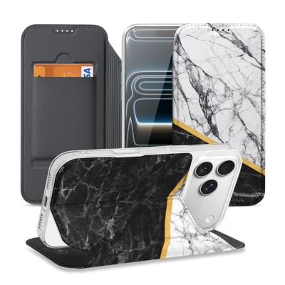Book Case Apple iPhone 17 Pro Marble White Black