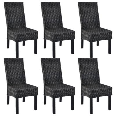 Eetkamerstoelen 6 st kubu rattan en mangohout zwart