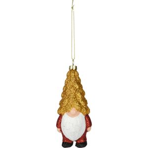 Kersthanger gnome/dwerg/kabouter - kunststof - 12,5 cm - gele muts