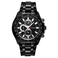 CURREN 8023 mannen RVS analoge sport quartz horloge (zwart geval zwarte gezicht)