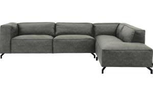 Goossens Bank Calvin grijs, micro leer, 3,5-zits, modern design met ligelement rechts