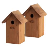 Vogelhuisje/nestkastje tuinvogels - 2x - pimpelmees - hout - 25.7 cm