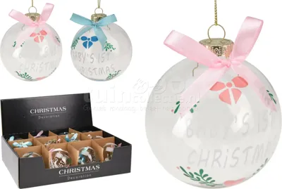 Kerstbal Baby's 1st Christmas Ø8cm Assorti 1st
