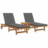 Ligstoel 3 pcs Bruin 40 x 40 x 40cm Massief acaciahout