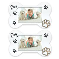 Fotolijstje hond thema - 2x stuks - 20 x 25 x 3 cm - geschikt voor een foto van 10 x 15 cm - Hout
