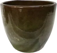 Geglazuurde bloempot hoog 40x34 cm jade zwart