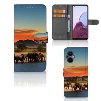 OPPO Reno 8 Lite | OnePlus Nord N20 | Telefoonhoesje | Met pasjeshouder | Olifanten