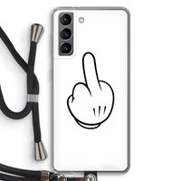 Middle finger white: Samsung Galaxy S21 Transparant Hoesje met koord