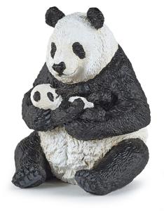 Plastic speelgoed figuur panda met baby panda 8 cm   -