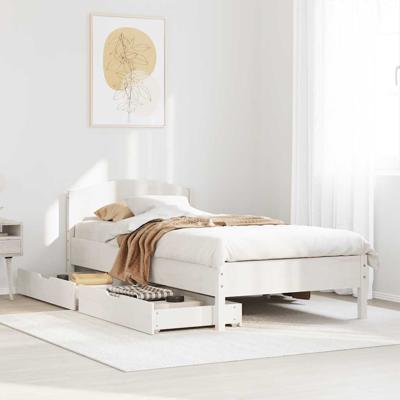 Bedframe zonder matras massief grenenhout wit 75x190 cm