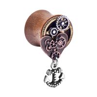 Double Flared Plug met Steampunk Design Hout Tunnels & Plugs