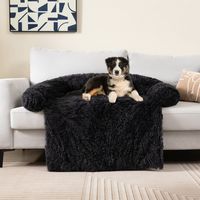 Hondenbed van Pluche Hondendeken Hondenkussen met Wasbare Overtrek Pluche Bed voor Middelgrote Honden 112 x 101cm Zwart