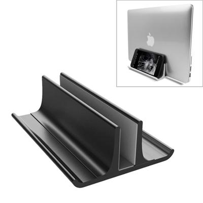 Universele draagbare aluminiumlegering enkele sleuf breedte verstelbare laptop verticale stralen opslag stand base (zwart)