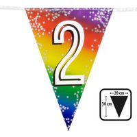 Vlaggenlijn Cijfer 2 Regenboog Met Sterren (6m) - thumbnail