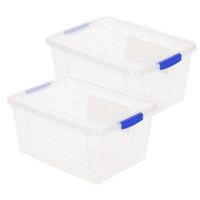 4x stuks opslagboxen/bakken/organizers met deksel 16 liter 40 x 30 x 21 cm transparant plastic