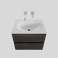 Badkamermeubel Solid Surface BWS Stockholm 60x46 cm Wood Dark Brown (0 kraangaten)