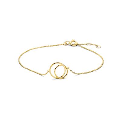 14k Geelgouden Armband met Open Rondjes - 16,5-18,5 cm