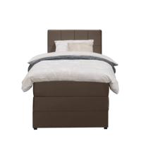 Leen Bakker - Boxspring Met Opbergruimte Liv Geblokt - 90x200 Cm - Stof/Velvet - Bruin