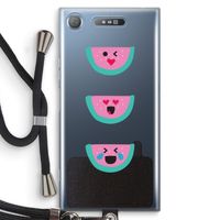 Smiley watermeloen: Sony Xperia XZ1 Transparant Hoesje met koord