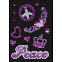 Stickers met glitter peace/sixties/hippie thema   -