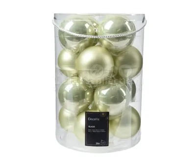 Kerstballen Glas Ø8cm Wit Mint 16st