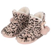 Pantoffels/sloffen luipaard print - dames - lichtroze - maat 39-40 - dieren sloffen - hoog