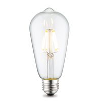 Edison Vintage LED filament lichtbron Drop - Helder - ST64 Deco - Retro LED lamp - 6.4/6.4/14cm - geschikt voor E27 fitting - Dimbaar - 6W 700lm 3000K - warm wit licht - thumbnail