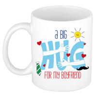 Cadeau koffie/thee mok voor vriend - wit - big hug - 300 ml - verjaardag