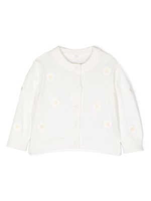 Stella McCartney Kids cardigan à fleurs brodées - Blanc