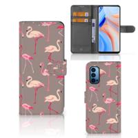OPPO Reno 4 Pro 5G | Telefoonhoesje | Met pasjeshouder | Flamingo