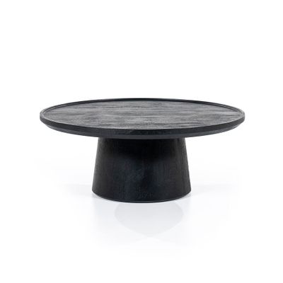 Eleonora Ronde Salontafel 'Ron' Mangohout, kleur Zwart, 80cm