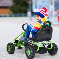 Pedaal Go Kart met Verstelbaar Zitje 4 Wielen Pedaal Aangedreven Loopauto 92 x 50 x 53 cm Groen + Zwart - thumbnail