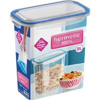 2x Voorraad/vershoudbakjes 2 liter transparant/blauw plastic