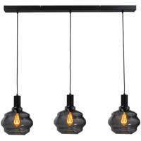 Masterlight 3-lichts hanglamp - zwart -Porto met Ball smoke glazen - Ø 24cm - 2711-05-05-100-3-3