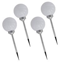4x gerimport solar tuinlamp/prikspot grote bol - op zonne-energie - h56 cm - tuinverlichting