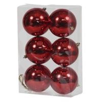 Othmar decorations Kerstballen - 6x - rood - kunststof - 10 cm   -