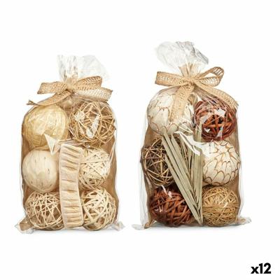 Set of Decorative Balls Wit Bruin (12 Stuks)